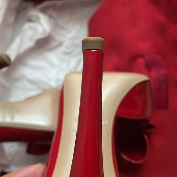 VALENTINO Garavani Red Bow Peep Toe Heels Size 36/6 - Picture 8 of 10